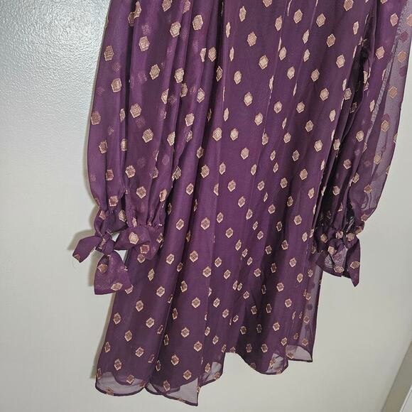 NWT Calvin Klein Shift Dress Sz 8 Aubergine Gold - Picture 9 of 15